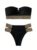 Sexy biquíni roupa de banho sem alças bandeau bikini feminino maiô flash cinto maiô feminino beachwear banhista