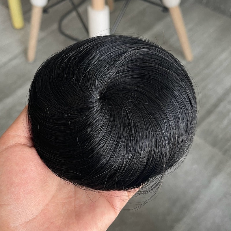 Pente de cabelo humano com cordão peruca de cabelo com cordão marrom loiro flexível 6 polegadas chignons rabo de cavalo apliques para cabelos mais finos