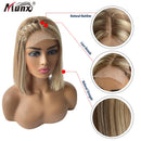 Peruca de cabelo humano destaques fechamento t parte feminina luz laço suíço arrancado em linha reta 4x4x1 fechamento do laço pequeno