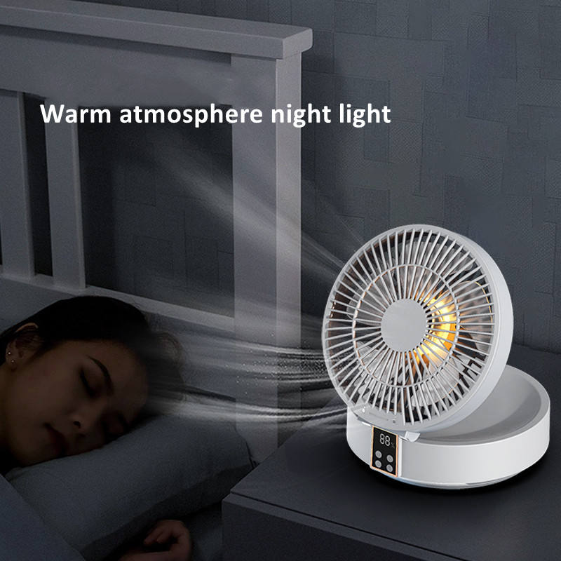 ventilador elétrico com luz noturna 4000mAh recarregável de 3 marchas Ventilador de resfriamento sem fio Rotação de 360 ° Área de trabalho de verão silenciosa