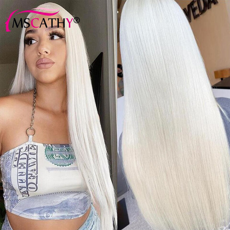 Platinum White Blonde Lace Front Perucas Para Mulheres Cabelo Humano Liso Gelo Loiro Colorido Remy Perucas de Cabelo Humano HD Lace Frontat Peruca