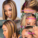 Destaque peruca cabelo humano bob peruca curta reta 13x4 hd renda frontal peruca pré-arrancada para mulheres brasileiro bob peruca cabelo humano 100%