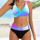 Conjunto de Biquíni Feminino Estampado Maiô Duas Peças Terno Recortado Maiô Pescoço Pendurado Trajes De BañO Mujer