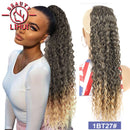 Cabelo rabo de cavalo sintético longo crespo encaracolado cordão sintético rabo de cavalo clip-in extensão de cabelo para mulheres aparência natural 22 polegadas lihui