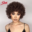 Perucas brasileiras elegantes afro crespas encaracoladas bob, cabelo preto escuro remy castanho, perucas curtas de cabelo humano feitas à máquina para mulheres negras