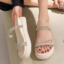 Sandálias de plataforma grossa de cristal brilhante feminino casual antiderrapante chinelos de cunha mulher 2023 verão cinta traseira tamancos sapatos femininos