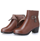 Botas femininas de couro genuíno 2023 forradas de lã grossa de inverno botas femininas de couro genuíno para neve tamanho grande sapatos femininos de inverno
