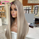 Peruca Frontal Renda Reta Destaque Colorida Peruca Cabelo Humano Virgem Brasileira HD Transparente Peruca Frontal Renda Cinza Cinzento Loiro