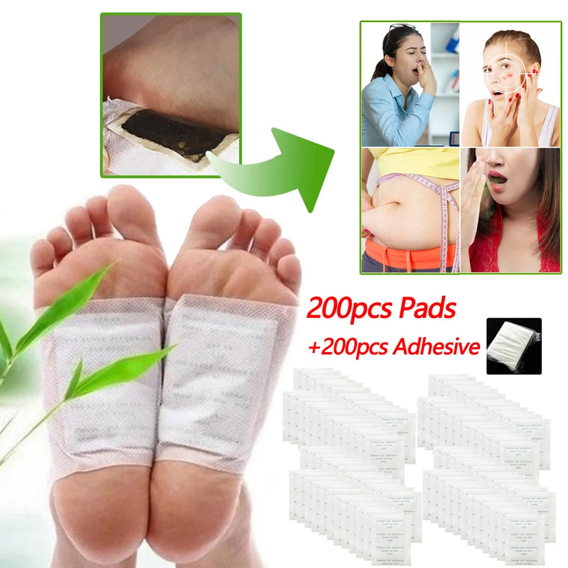 Adesivo desintoxicante para pés, 100 peças, patches de bambu com ferramenta adesiva para cuidados com os pés, melhora o sono, emagrecimento, desintoxicação do pé