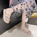 Sandálias de plataforma verão bege sola grossa praia borboleta nó casual chinelos femininos antiderrapante zapatos mujer