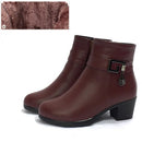 Botas femininas de couro genuíno 2023 forradas de lã grossa de inverno botas femininas de couro genuíno para neve tamanho grande sapatos femininos de inverno
