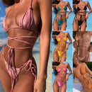 Conjunto de biquíni feminino luxo banho biquini bandagem conjunto de biquíni maiô verão feminino alta corte biquíni conjunto corda