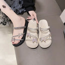 Sandálias de plataforma verão bege sola grossa praia borboleta nó casual chinelos femininos antiderrapante zapatos mujer