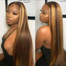 Perucas de cabelo humano mel loiro colorido peruca de cabelo humano brasileiro Hd destaque em linha reta 13x4  frente do laço