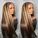 Perucas de cabelo humano mel loiro colorido peruca de cabelo humano brasileiro Hd destaque em linha reta 13x4  frente do laço