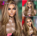 Peruca de cabelo humano cheio do laço morango loira peruca destacada peruca dianteira do laço cabelo humano lado esquerdo ondulado