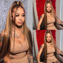 Perucas de cabelo humano destaque peruca frontal do laço reto para as mulheres pré arrancadas peruca loira mel brasileira