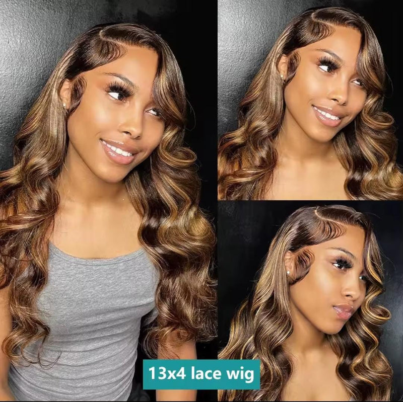 Destaque Body Wave Lace Front Perucas Cabelo Humano Brasileiro Mel Loira  Lace Front Perucas  Lace Encerramento Ombre