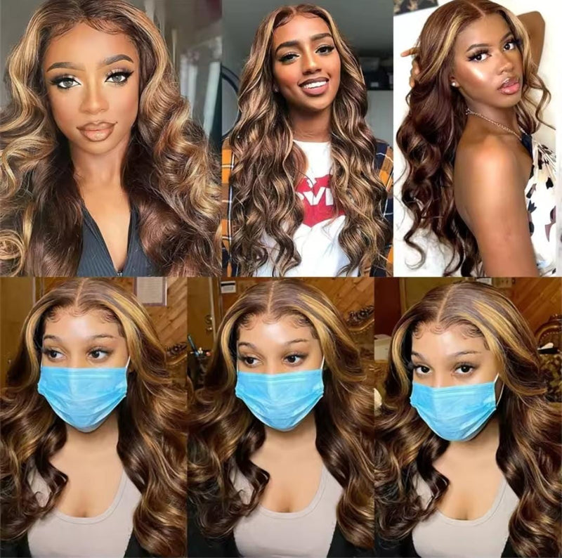 Destaque Body Wave Lace Front Perucas Cabelo Humano Brasileiro Mel Loira  Lace Front Perucas  Lace Encerramento Ombre