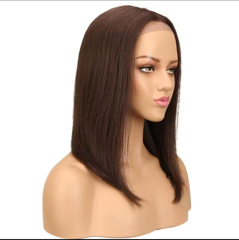 Perucas peruanas elegantes, retas, com parte frontal, cabelo humano natural, ombré, trama 99J, cabelo curto, bob, remy