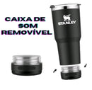 Copo Térmico inox 900ML grande com caixa de som bluetooth e leds e tampa