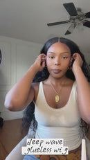 Peruca sem cola de cabelo humano pronto para usar onda profunda perucas de cabelo humano para mulheres  pré corte peruca de fechamento de renda peruca brasileira à venda