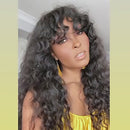 Perucas de cabelo humano com franja Perucas de água encaracoladas Perucas brasileiras de cabelo humano Remy de ondas de água feitas à máquina com franja natural