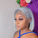 Peruca Cabelo Humano Brasileiro 13x4X1 Transparente Renda Frontal Perucas de Cabelo Humano Para Mulheres 150 Densidade Sliver Grey Short Bob Lace Front