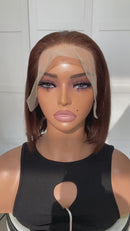 Peruca frontal de renda cabelo humano brasileiro remy cabelo liso colorido marrom bob peruca dianteira de renda