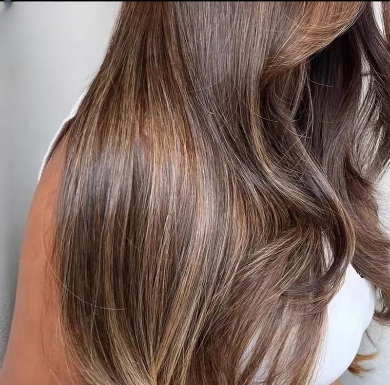 Peruca de cabelo humano com luzes loiras e marrom, transparente, frontal, para mulheres