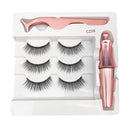 Cílios magnéticos Cílios postiços magnéticos 3D Cílios de vison magnético reutilizável Delineador líquido e conjunto de cílios postiços magnéticos e pinças