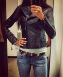 Jaquetas de couro femininas novas jaquetas pretas finas para motociclistas femininas de manga comprida com zíper primavera outono agasalhos casacos de couro