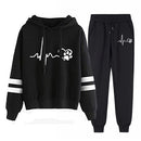 Conjuntos de 2 peças Roupas femininas Moletons Moletom Cintura elástica Calças de comprimento total Outono Primavera Feminino Ternos de calça