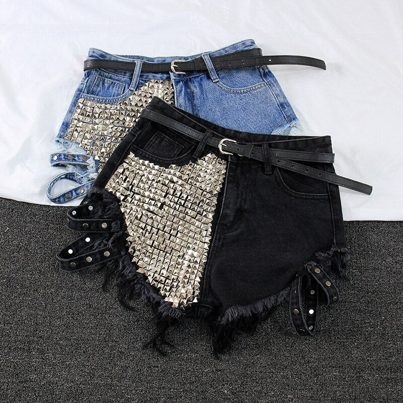 Shorts jeans com franjas Rivet shorts femininos com franjas street wear shorts femininos shorts femininos