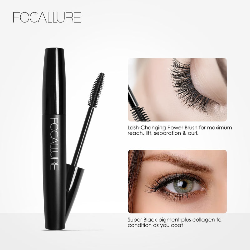 FOCALLURE Curled Lashes Alonging Mascara À prova d'água Longa duração Cílios pretos Extensão de cílios Pincel para cílios Beleza Maquiagem