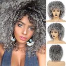 perucas sintéticas afro kinky encaracolado fibra natural cabelo ombre cinza cor crespa peruca resistente ao calor cosplay perucas para mulher cheveux