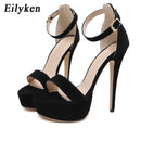 Eilyken Summer Platform Gladiator Fivela Cinta Feminina Sandálias Salto Alto Fino Clube Sapatos de Festa Senhoras Sandalias De Mujer