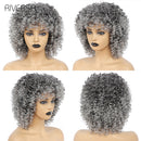 perucas sintéticas afro kinky encaracolado fibra natural cabelo ombre cinza cor crespa peruca resistente ao calor cosplay perucas para mulher cheveux