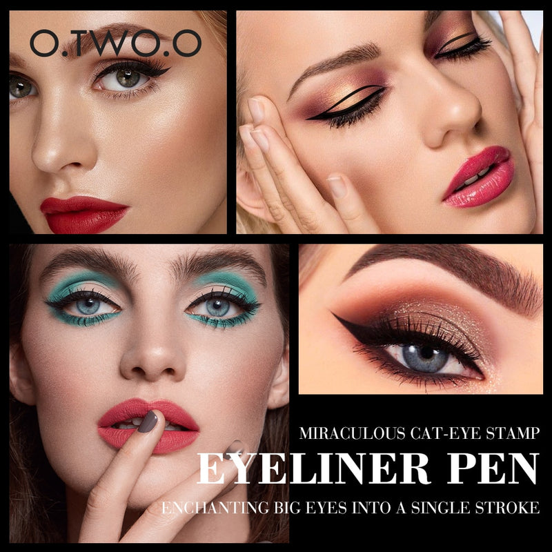 O.TWO.O Eyeliner Stamp Caneta Delineador Líquido Preto À Prova D'Água Seco Rápido Lápis Delineador de Olhos de Ponta dupla para Cosméticos Femininos