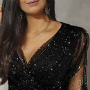 Macacão feminino de malha com decote em V plissado cintura alta de renda transparente macacão manga bufante macacão feminino de escritório fino outono