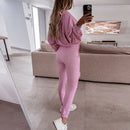 Moletom com capuz feminino estampado conjuntos de duas peças pulôver de manga comprida e calças elásticas ternos outono inverno casuais agasalhos