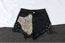 Shorts jeans com franjas Rivet shorts femininos com franjas street wear shorts femininos shorts femininos