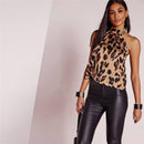 Blusa sexy ombro a ombro leopardo chiffon feminino tops verão 2019 animal print casual sem costas sem mangas camisas