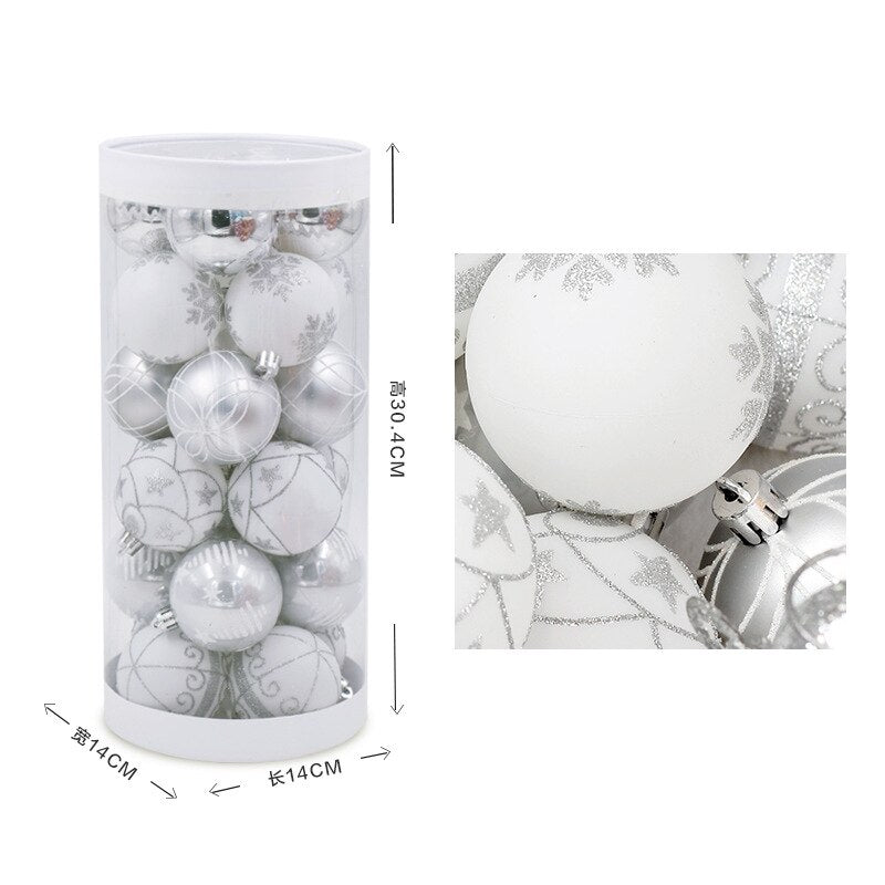 Conjunto de bola de natal em caixa para árvore de natal pendurada decoração 6 cm ouro branco bolas de enfeite de natal para festa em casa