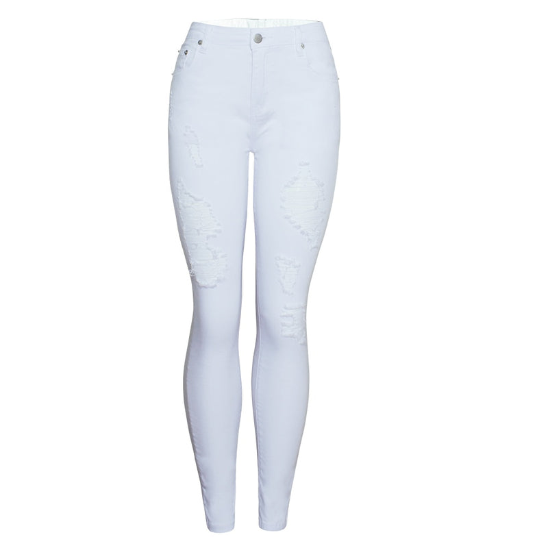 calça lápis mulher cintura alta leggings mom jeans roupas vintage calças jeans Sexy Hole white streetwear mulher namorado jeans