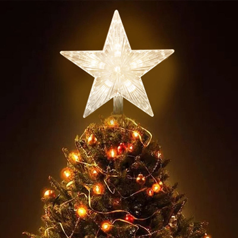 Enfeites de Árvore de Natal Estrelas Top Lâmpada de Luz LED Decorações de Natal para Casa Árvores de Natal Ano Novo