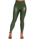 Leggings de cintura alta com zíper para mulheres pretas push up leggins femininas sexy booty stretch calças esportivas finas pu couro legging feminino