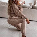 Moletom com capuz feminino estampado conjuntos de duas peças pulôver de manga comprida e calças elásticas ternos outono inverno casuais agasalhos