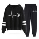 Conjuntos de 2 peças Roupas femininas Moletons Moletom Cintura elástica Calças de comprimento total Outono Primavera Feminino Ternos de calça