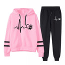 Conjuntos de 2 peças Roupas femininas Moletons Moletom Cintura elástica Calças de comprimento total Outono Primavera Feminino Ternos de calça